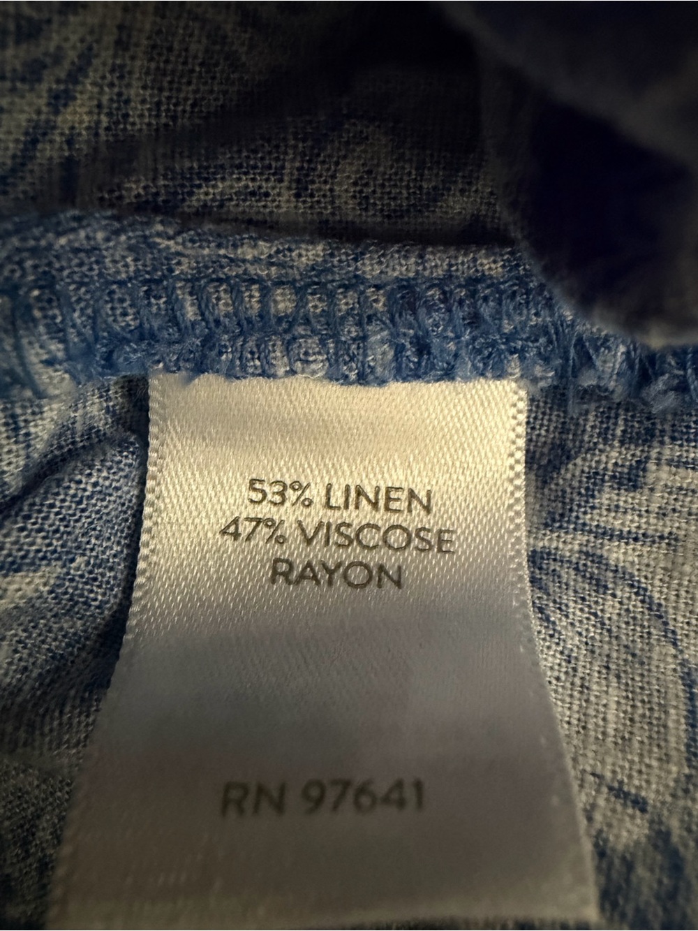 J. Jill Blue Floral Split V-Neck Linen Blend Blouse - Picture 4 of 4